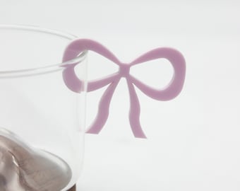 Custom Laser Cut Bow Drink Tags: Acrylic Wedding Cocktail Charms