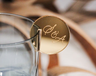 Custom Laser Cut Acrylic Drink Tags: Personalized Wedding Glass Charms