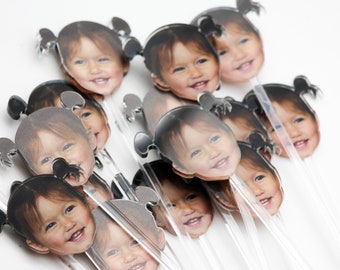 Custom Face Drink Stirrers: Personalized Acrylic Party Decor