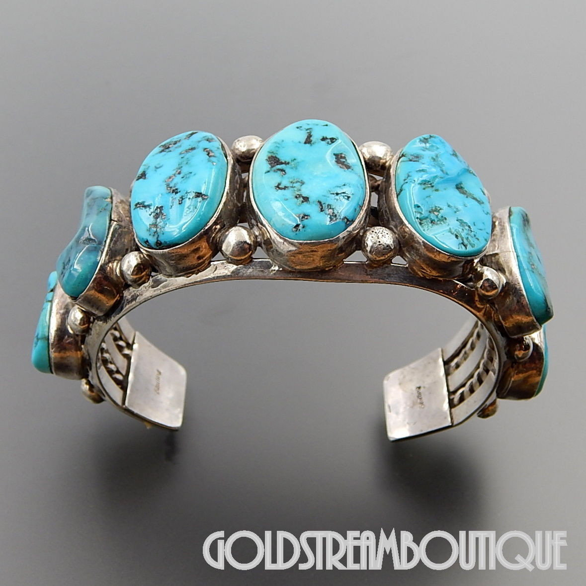 Vintage Native American Sterling Silver Kingman Turquoise Solid ...