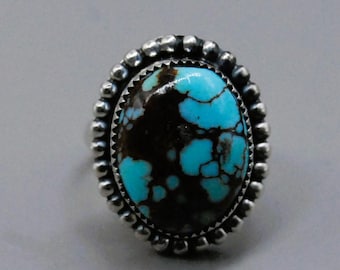 Handcrafted Eli Gofman Sterling Silver Royston Blue Horizon Turquoise Ring - Size 8.5