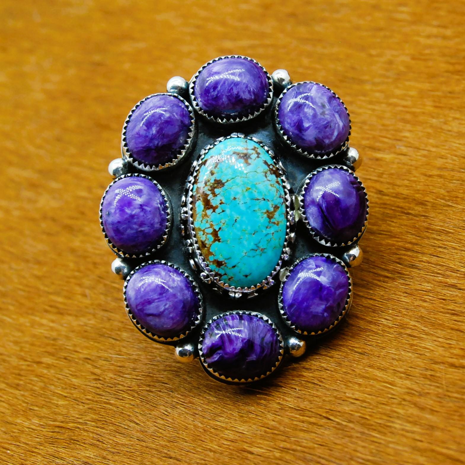 ハンドメイド スターリングシルバー チャロアイト＆ロイストン