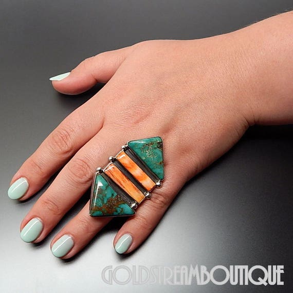 Vintage Navajo museum sterling silver turquoise s… - image 2