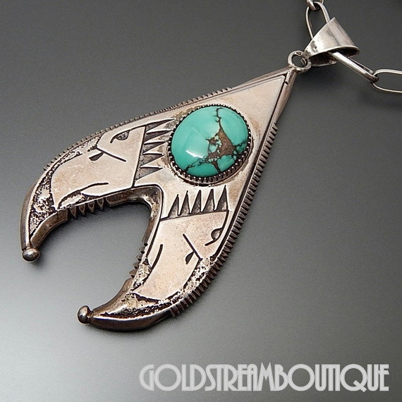 Museum Navajo Tufa Casted Royston Turquoise Native American Jewelry Silver Necklace Museum Navajo Tufa Casted Royston Turquoise Native American Jewelry Silver Necklace