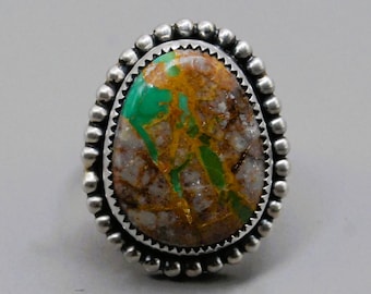 Handcrafted Eli Gofman Sterling Silver Builder Royston Turquoise Ring - Size 9