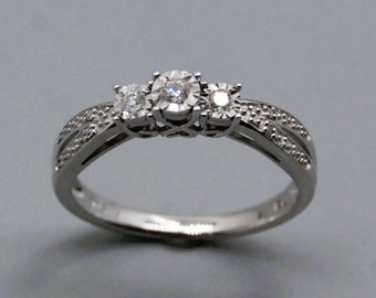 Sterling Silver Diamond Ring, Size 7, IGI Certified