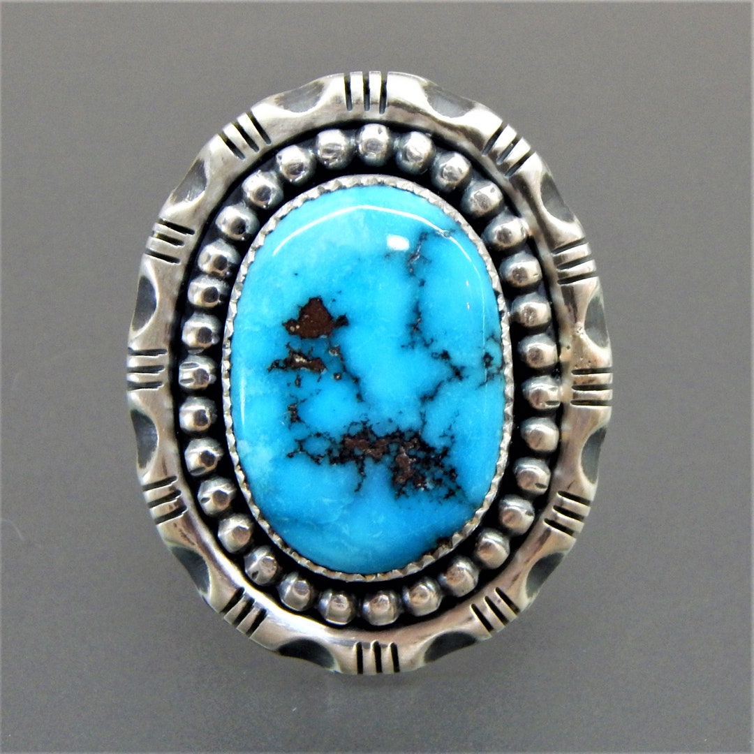 Handcrafted Sterling Silver Kingman Turquoise Ring - Southwestern ...