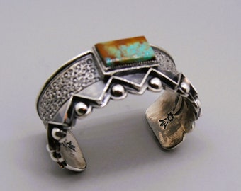 MELVIN FRANCIS Navajo Heavy Gauge Stamped Sterlingsilver TURQUOISE