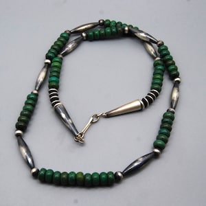 Handcrafted Sterling Silver Sonoran Turquoise Bead Necklace - 27.5&quot;