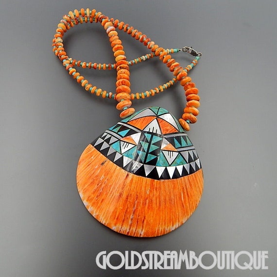 Native American Stunning Santo Domingo Royston Turquoise White Shell Necklace Native American Stunning Santo Domingo Royston Turquoise White Shell Necklace