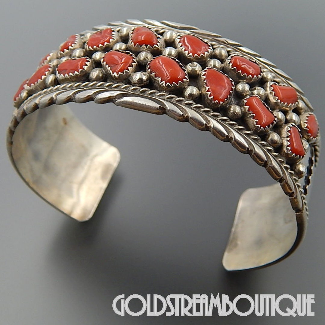 Bracelet Manchette Navajo Vintage En Argent Sterling - Années 1970 - Occasion (porté)