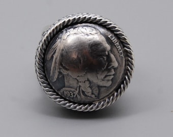 Handcrafted 1935 Buffalo Nickel Ring - Size 9