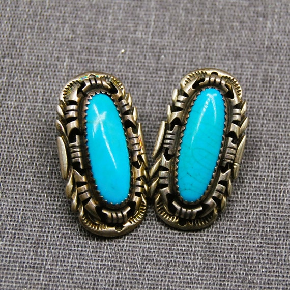 Native American Glorious Santo Domingo Royston Turquoise Sterling Silver Earrings Native American Glorious Santo Domingo Royston Turquoise Sterling Silver Earrings
