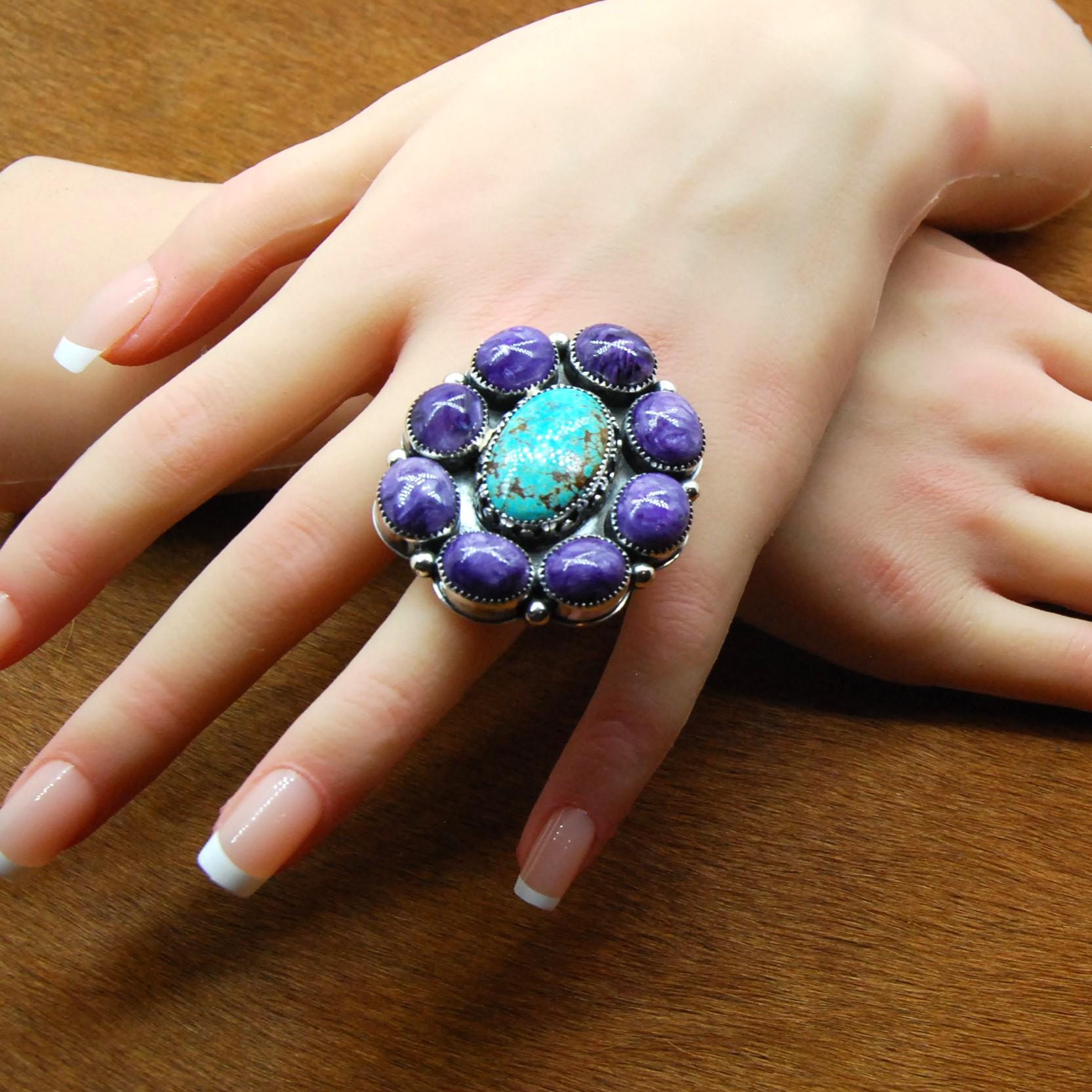 ハンドメイド スターリングシルバー チャロアイト＆ロイストン