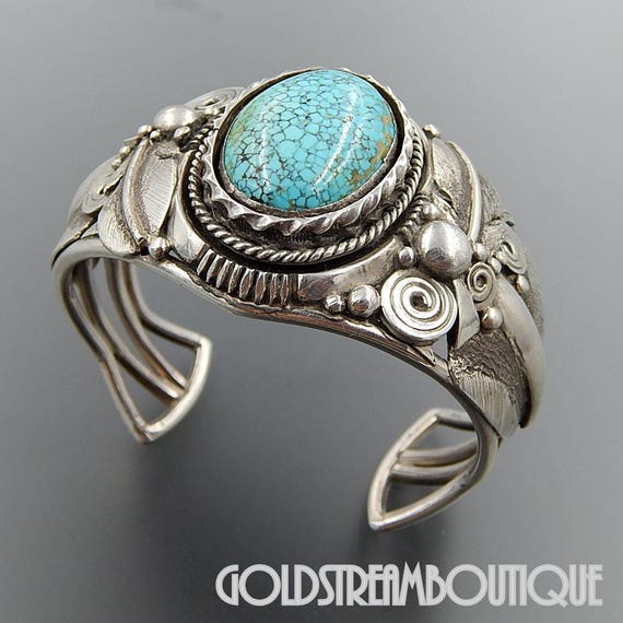 Best Vintage Native American Navajo Ben Begaye Spiderweb Turquoise Sterling Silver Bracelet Best Vintage Native American Navajo Ben Begaye Spiderweb Turquoise Sterling Silver Bracelet