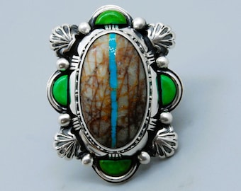 Royston Turquoise Sterling Silver Ring - Artisan Crafted Size 9