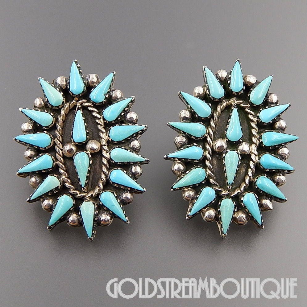 Benson Yazzie Navajo 925 Silver Turquoise Petit Point Cluster Huge