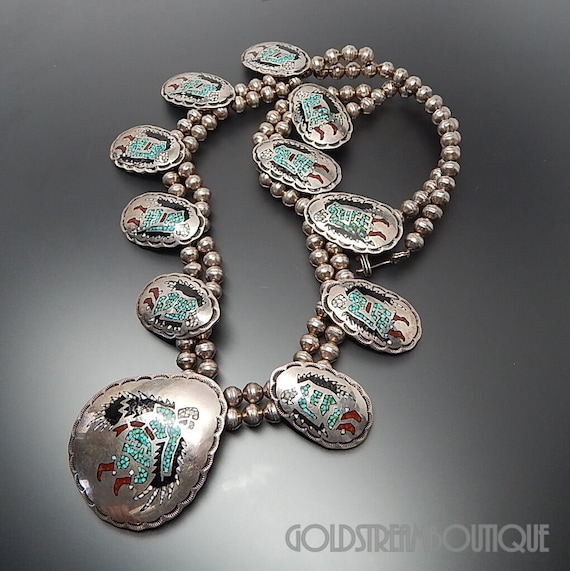 Native American Alfred Joe Navajo 925 Silver Multi-color Gem Chips