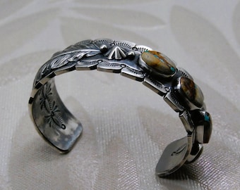 Navajo Bracelet by Gary Reeves, Sterling and Carico Lake Turquoise