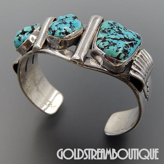 Vintage Kenny John sterling silver turquoise nugg… - image 1