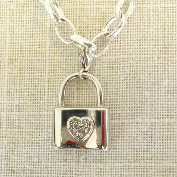 Boîte de verrouillage cadenas argent charme pour chaine coeur en argent Sterling-Bracelet-925 Motif--cadeau-mariage/fiançailles-cadeau de la Saint-Valentin