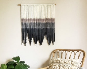 Textile Wall Hanging, Coquette Wall Tapestry, Bedroom Wall Decor, Fiber Art, Dip Dye Tapestry, Textile Wall Art, Boho Wall Hanging