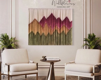 Large Fibre Art Wall Hanging: Pink Boho Tapestry