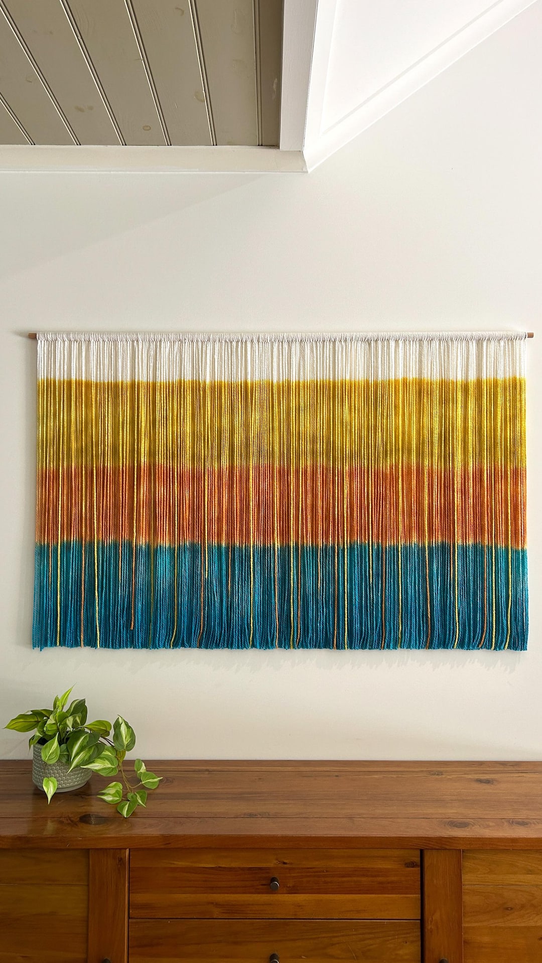 Dyed Fiber Art Tapestry | Boho Wall H...