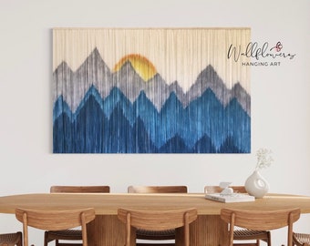 Mountain Wall Art, Textile Wall Hanging, Dip Dye Tapestry, Yarn Wall Hanging, Wall Tapestry, Boho Wall Decor, Boho Wall Hanging, Fiber Art