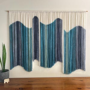 Dyed Fiber Art | Textile Art | Custom Tapestry | Handmade Art | Tapestry Wall Hanging | Boho Art | Living Room Art | Teal Wall Art