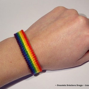 Gay Pride Flag bracelet love friendship handwoven gift idea support respect awareness macrame gay lesbian LGBT rainbow 1.4 cm