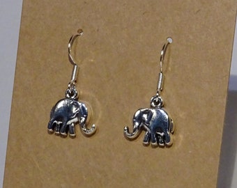 Elephant earrings - earhangers charm pendant tibetan silver color antique animal elephant elephants jungle