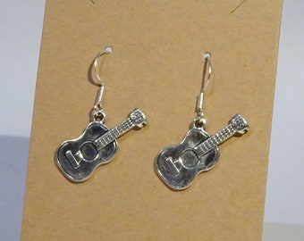 Guitar earrings - ear pendants charm pendant tibetan silver color antique music guitar gitarre