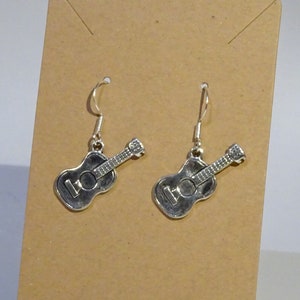 Guitar earrings ear pendants charm pendant tibetan silver color antique music guitar gitarre image 1