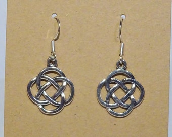 Celtic knot earrings - ear hangers charm pendant tibetan silver color antique