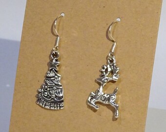 Christmas earrings - xmas winter snow rudolph snowman ear pendants charm pendant tibetan silver