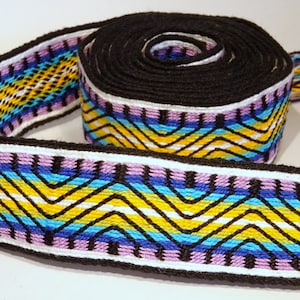 Banda tejida a tableta - telar de tarjeta de tinta de tableta wayuu cinturón hippie gitano algodón hecho a mano correa de bolso tejido a mano