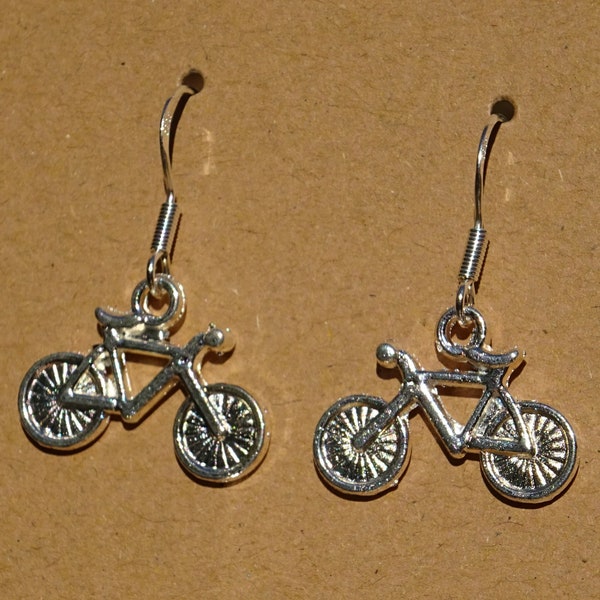 Bicycle earrings - ear pendants charm pendant tibetan silver color antique bicycle fahrrad vélo