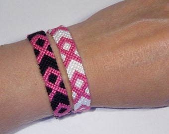 Pink Ribbon bracelet - friendship bracelet, breast cancer awareness, handmade, macramé, gift, survivor, statement, respect, support, surfer