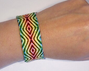 Woven bracelet - tablet weaving handwoven ethnic card weaving rainbow boho bohemian hippie gypsy cotton friendship