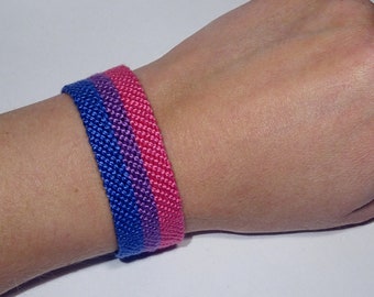 XL Bisexual Pride Flag bracelet - love friendship handwoven gift idea support respect awareness macrame bisexuality LGBTQ