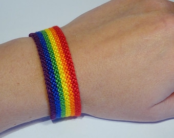 XL Gay Pride Flag bracelet - love friendship handwoven giftidea support respect awareness macrame homo lesbian LGBT rainbow