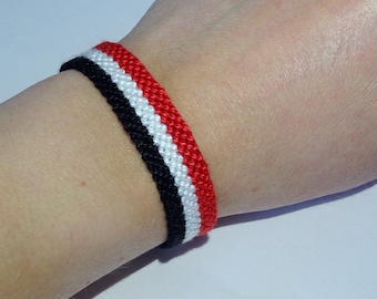 Yemen flag bracelet - handwoven gift idea country macrame hippie boho bohemian beach gipsy bresilien cotton friendship