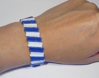 SALE!  Friendship bracelet - marine nautical sailor hippie ibiza macrame bohemian beachwear gypsy blue white