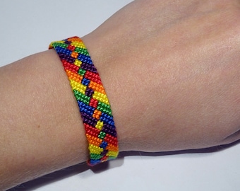 Gay Pride bracelet - rainbow flag love friendship handwoven gift idea support respect awareness macrame gay lesbian LGBTQ