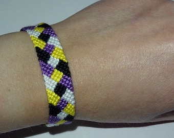 Non-binary Pride bracelet - love friendship handwoven support respect awareness macrame nonbinary lgbtq flag bohemian hippie