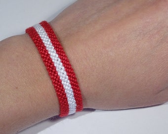 Austrian flag bracelet - Austria Österreich handwoven gift idea country macrame hippie boho bohemian beach