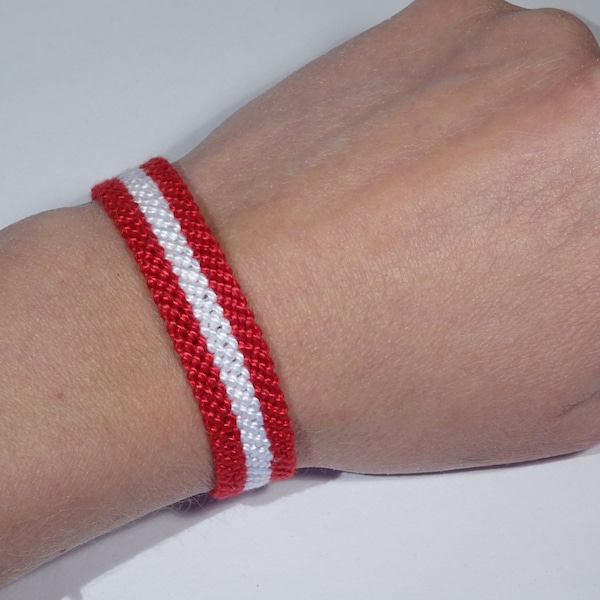 Österreichisches Flaggenarmband - Österreich Österreich handgewebte Geschenkidee Land Makramee Hippie Boho Boho Strand