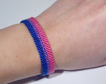 Bisexual Pride Flag bracelet - love friendship handwoven giftidea support respect awareness macrame bisexuality LGBTQ