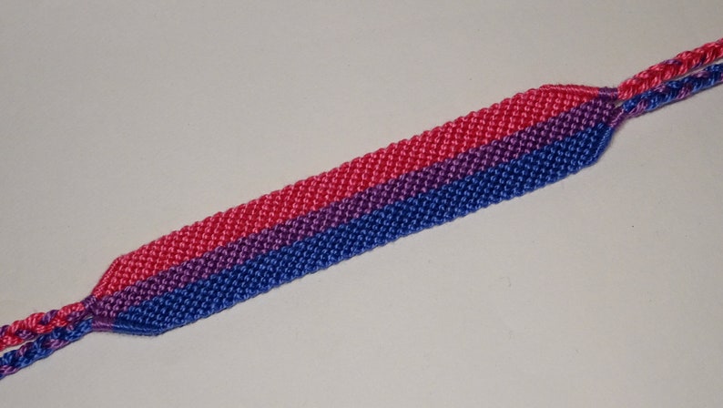 XL Bisexual Pride Flag bracelet love friendship handwoven gift idea support respect awareness macrame bisexuality LGBTQ image 3